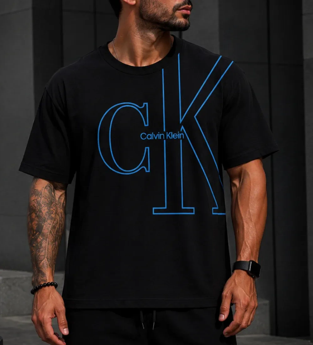 11 تیشرت ck مشکی چاپ آبی - تصویر 1