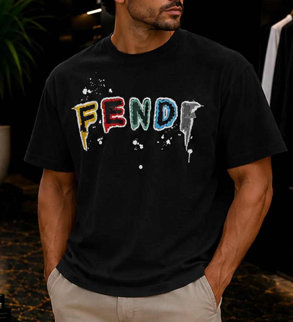 11 تیشرت مردانه FENDI نخی رنگ مشکی - تصویر 1