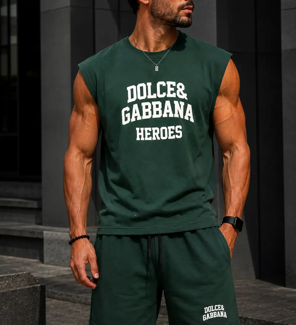 Untitled ست رکابی شلوارک مردانه برند DOLCE & GABBANA رنگ سبز - تصویر 1