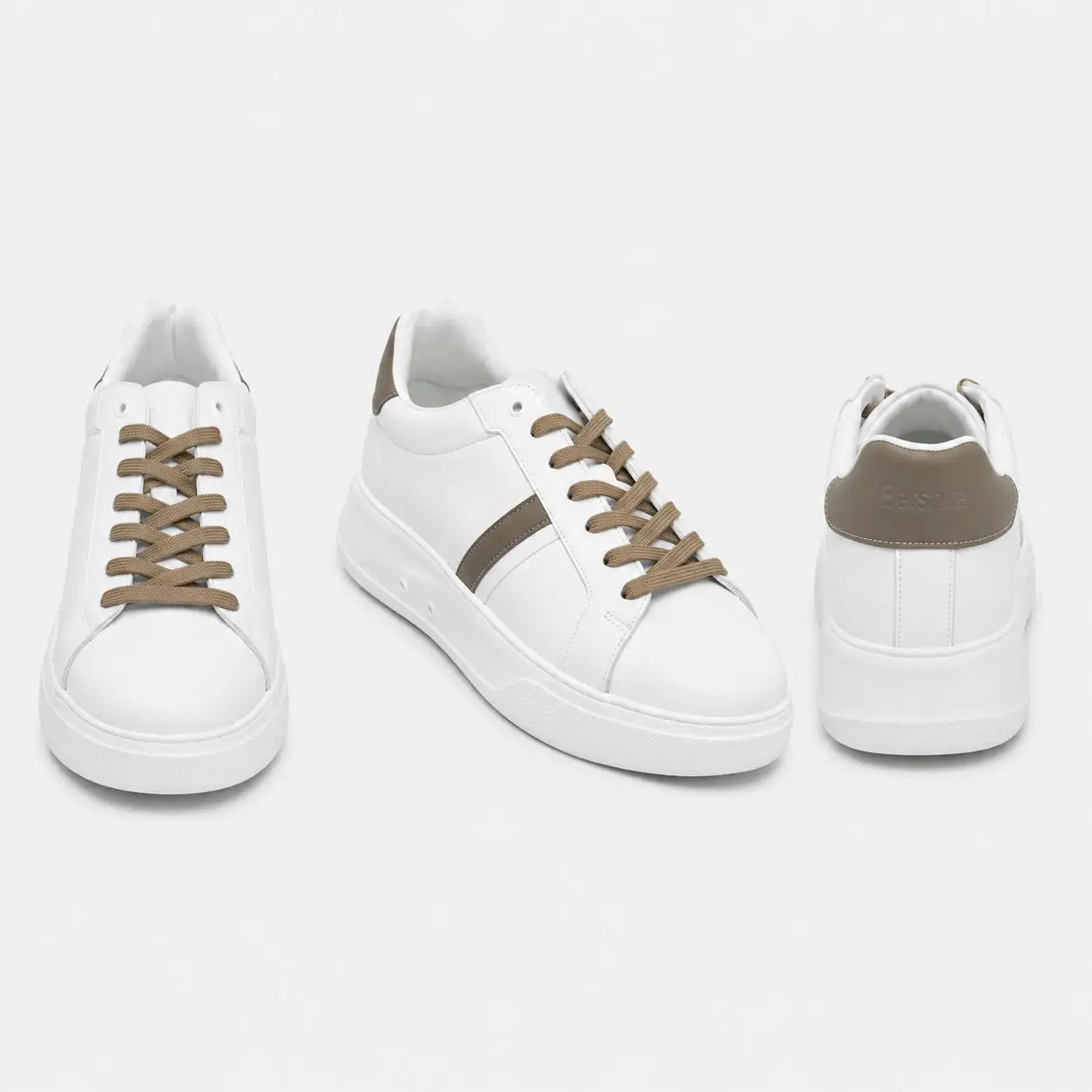 کتونی مردانه برشکا سفید بغل خط کرم کد 001113 copy 2 کفش کتونی مردانه برشکا سفید بغل خط کرم - تصویر 1