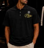 تیشرت یقه دار مردانه فیلیپ پلین Philipp Plein رنگ مشکی طرحدار نگین کاری